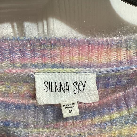 Sienna Sky Women's M Pastel Rainbow Striped Cropped Pullover Sweater - Picture 4 of 9